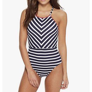 NWT NEW Tommy Bahama Breton Stripe High Neck One Piece Swimsuit 8 - $168 Retail